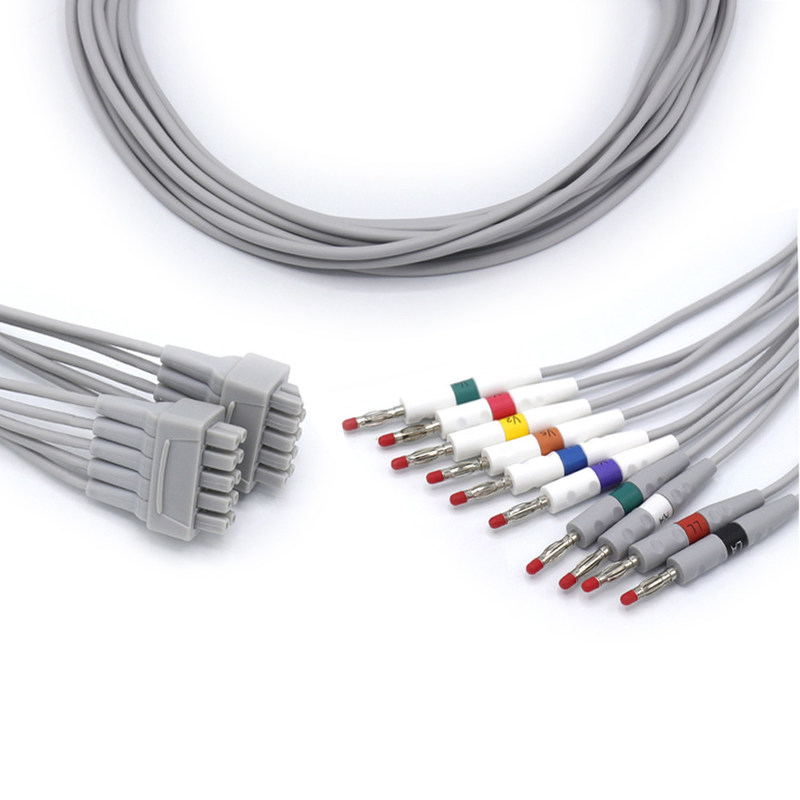 GE Marquette EKG Kabel 10 Wprowadza Szary Kolor Kompatybilny Stabilny