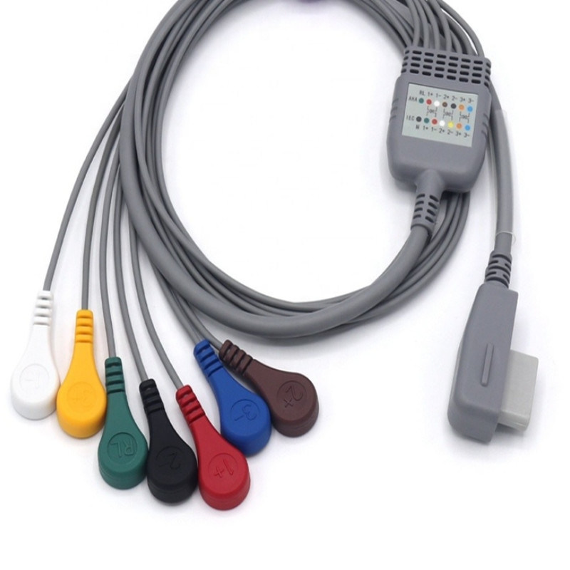 ISO13485 Rejestrator EKG Holter Kabel przenośny z 7 przewodami Snap