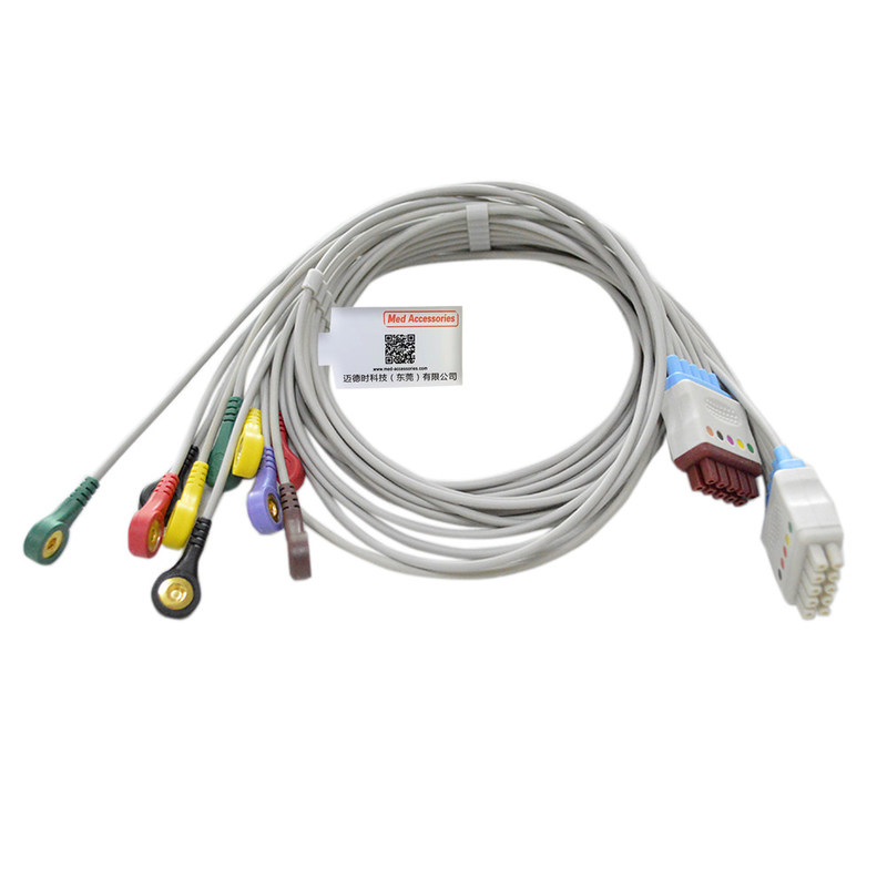 GE Marquette EKG Kabel 10 Wprowadza Szary Kolor Kompatybilny Stabilny