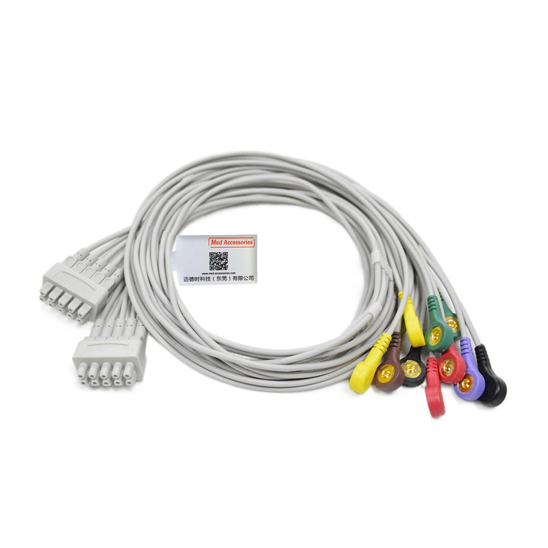 GE Marquette EKG Kabel 10 Wprowadza Szary Kolor Kompatybilny Stabilny
