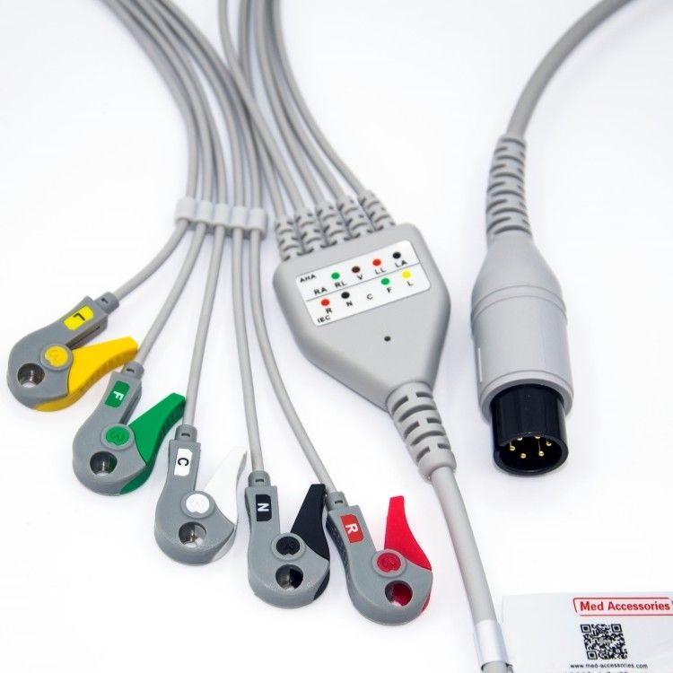 Med Accessories Medical BCI EKG Monitor Kabel 6 Pin 5 Leads Wielofunkcyjny 0.9m Rozmiar