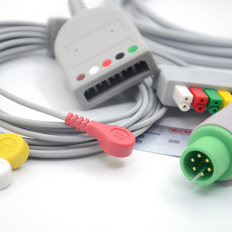Split 6Pin 5 Leads EKG Monitor Kabel Szary Kolor Lateksowy Free Multi Function