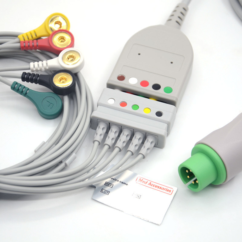 Split 6Pin 5 Leads EKG Monitor Kabel Szary Kolor Lateksowy Free Multi Function