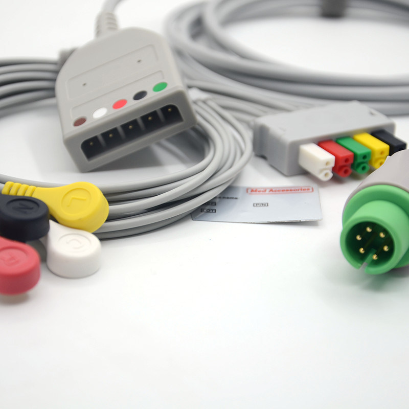 Split 6Pin 5 Leads EKG Monitor Kabel Szary Kolor Lateksowy Free Multi Function