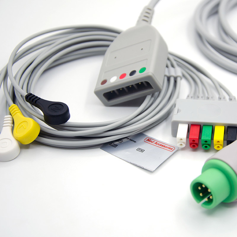 Split 6Pin 5 Leads EKG Monitor Kabel Szary Kolor Lateksowy Free Multi Function