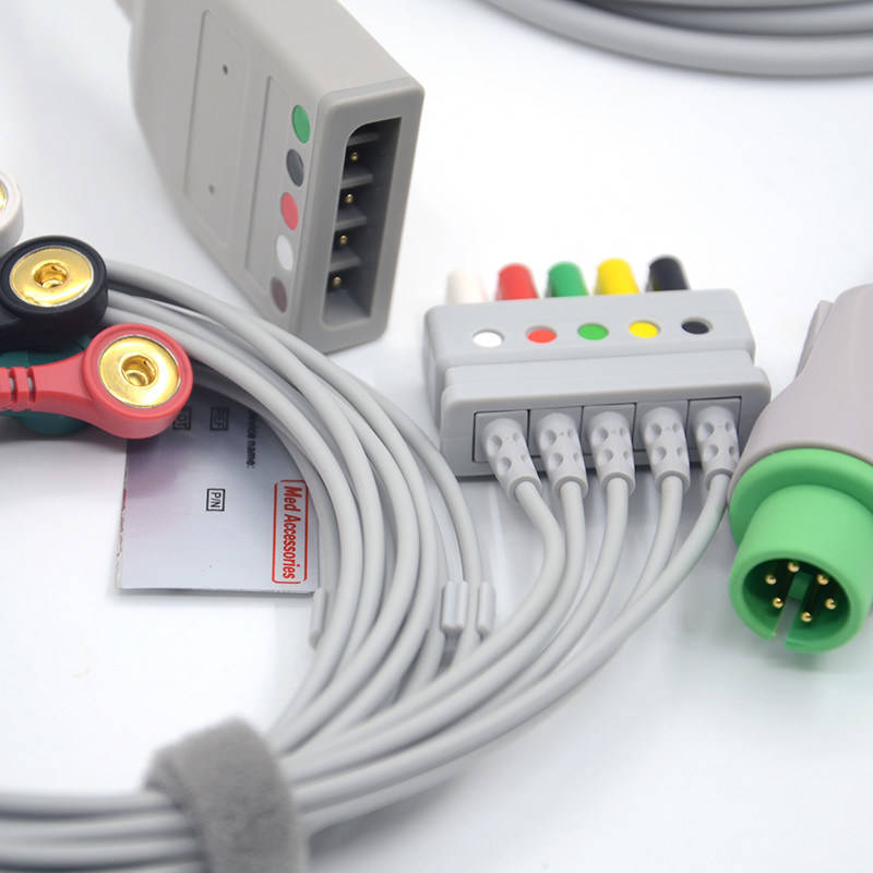 Split 6Pin 5 Leads EKG Monitor Kabel Szary Kolor Lateksowy Free Multi Function