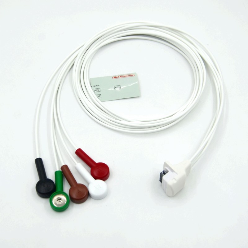 Kompatybilny rejestrator Mortara H3 Holter Kabel EKG Przewodniki 5 przewodów Snap AHA