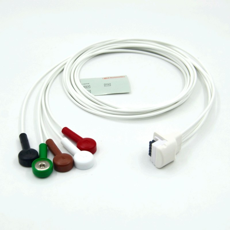Kompatybilny rejestrator Mortara H3 Holter Kabel EKG Przewodniki 5 przewodów Snap AHA