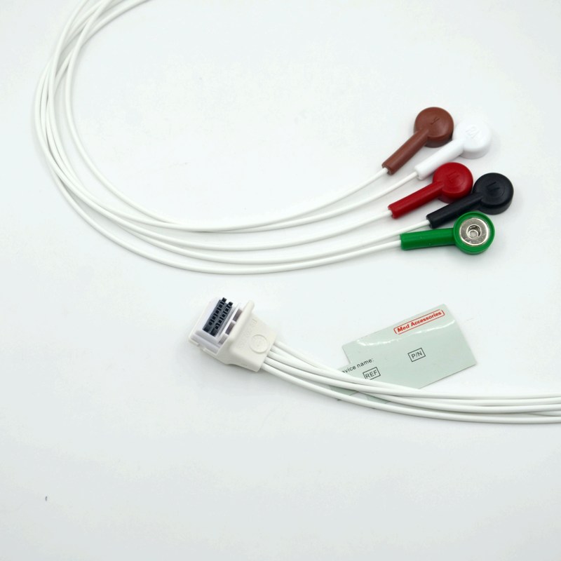 Kompatybilny rejestrator Mortara H3 Holter Kabel EKG Przewodniki 5 przewodów Snap AHA