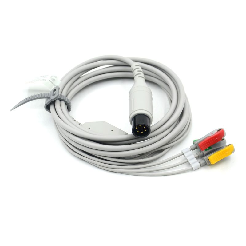 Compatible AAMI Compatible 3 Lead ECG Cable IEC Grabber For Medical Accessories