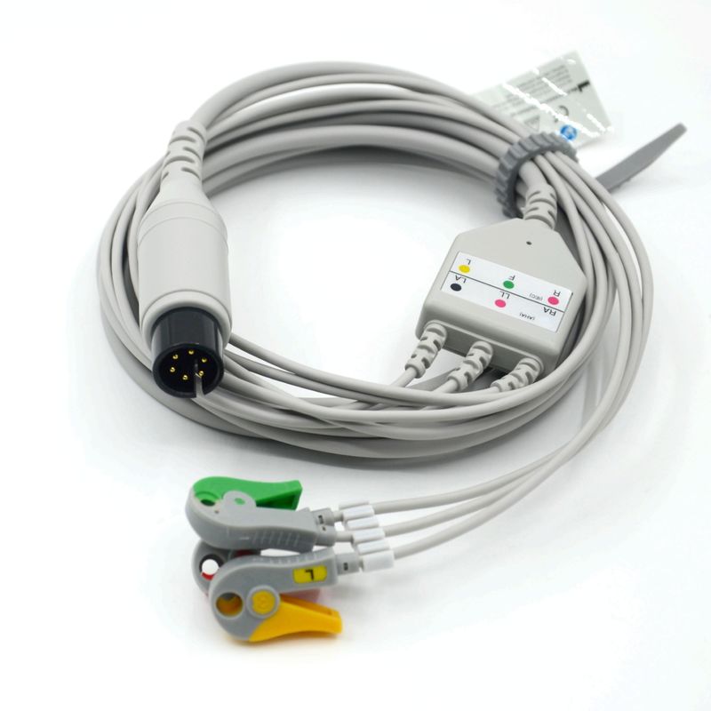 Compatible AAMI Compatible 3 Lead ECG Cable IEC Grabber For Medical Accessories