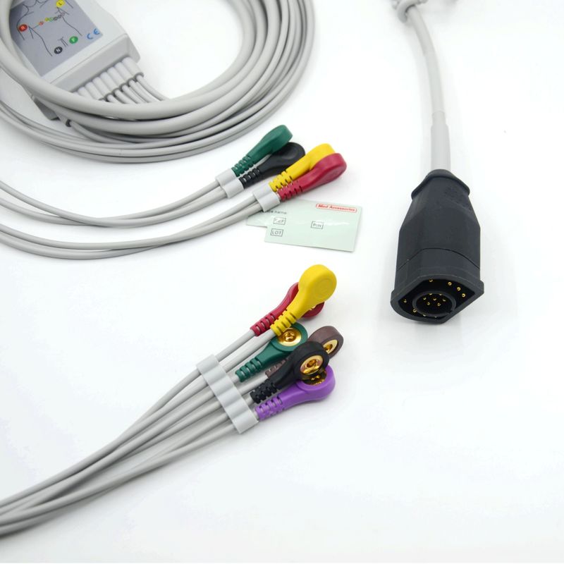 Kompatybilny kabel EKG i przewody typu zatrzaskowego 10 odprowadzeń Zoll, standard IEC