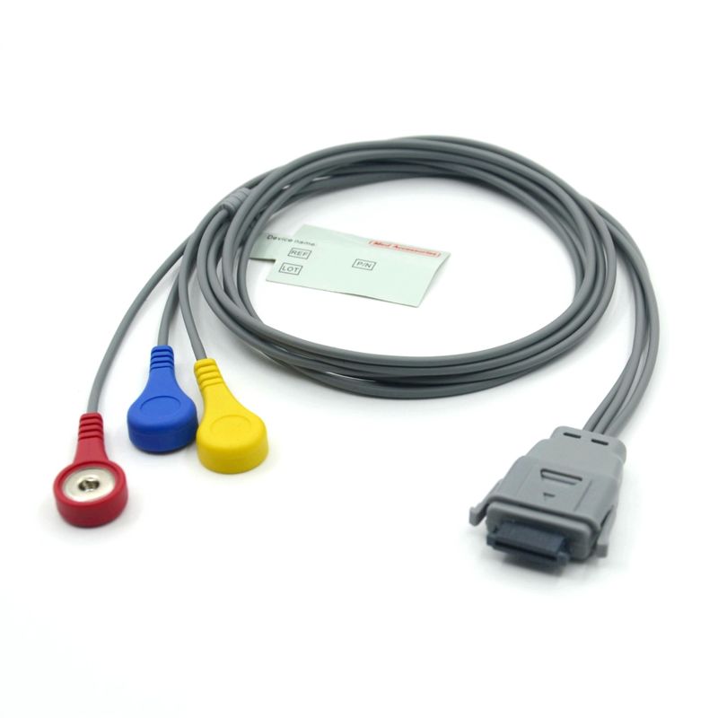 Kompatybilny kabel EKG Holter 5-odprowadzeniowy Edan SE-2003 z zatrzaskiem, używany dla dorosłych/dzieci