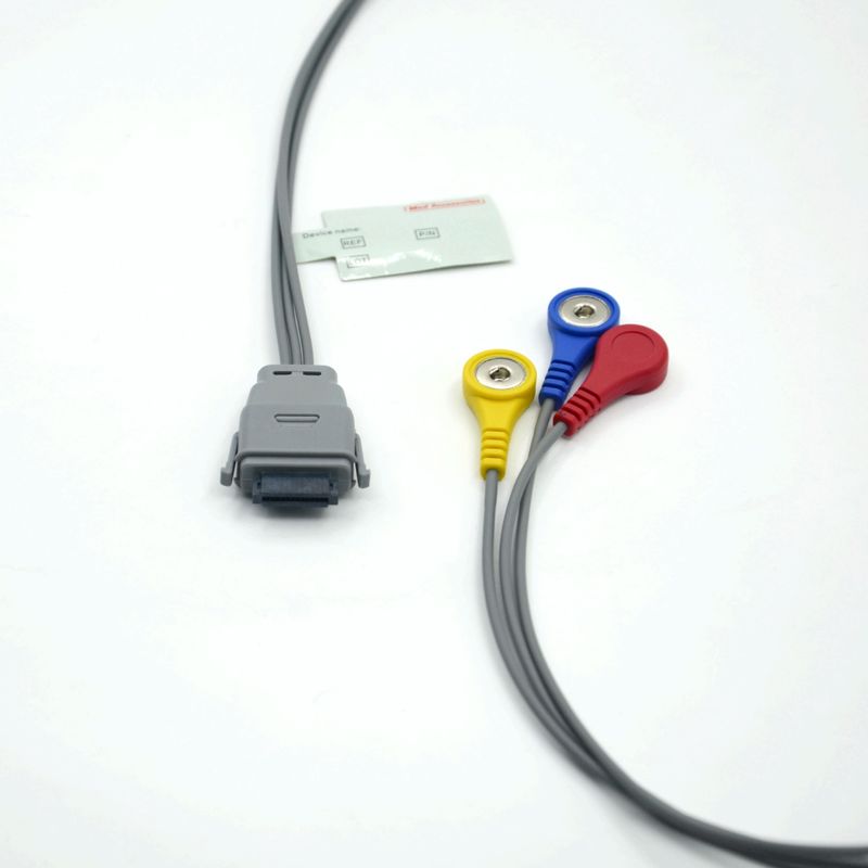 Kompatybilny kabel EKG Holter 5-odprowadzeniowy Edan SE-2003 z zatrzaskiem, używany dla dorosłych/dzieci