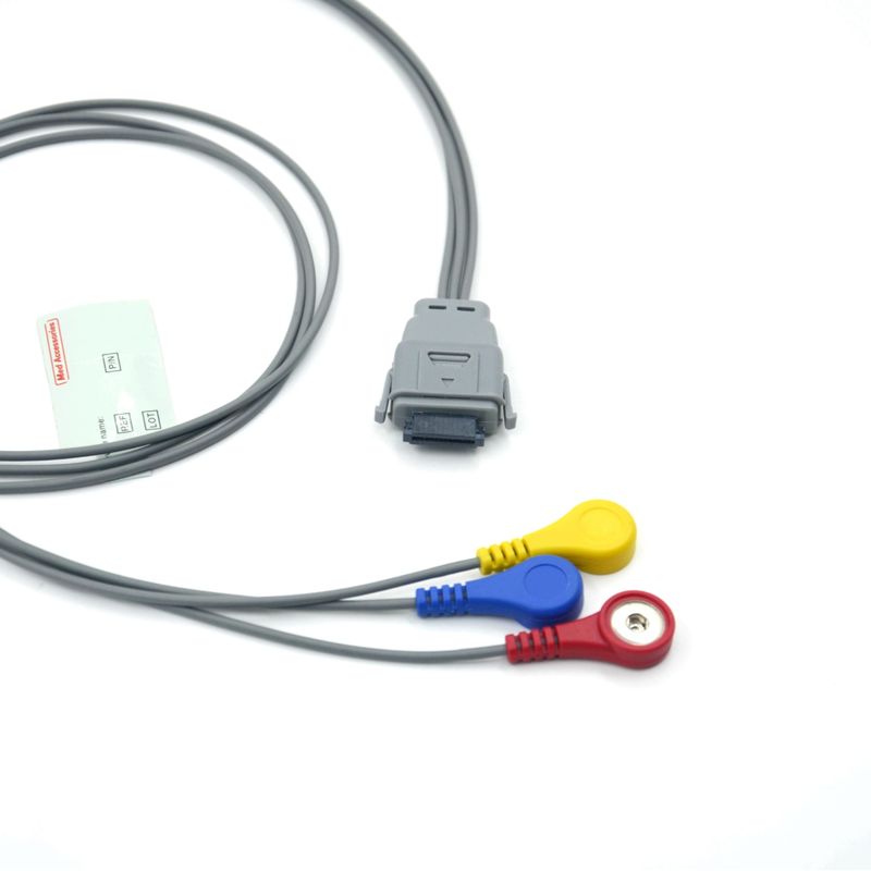 Kompatybilny kabel EKG Holter 5-odprowadzeniowy Edan SE-2003 z zatrzaskiem, używany dla dorosłych/dzieci