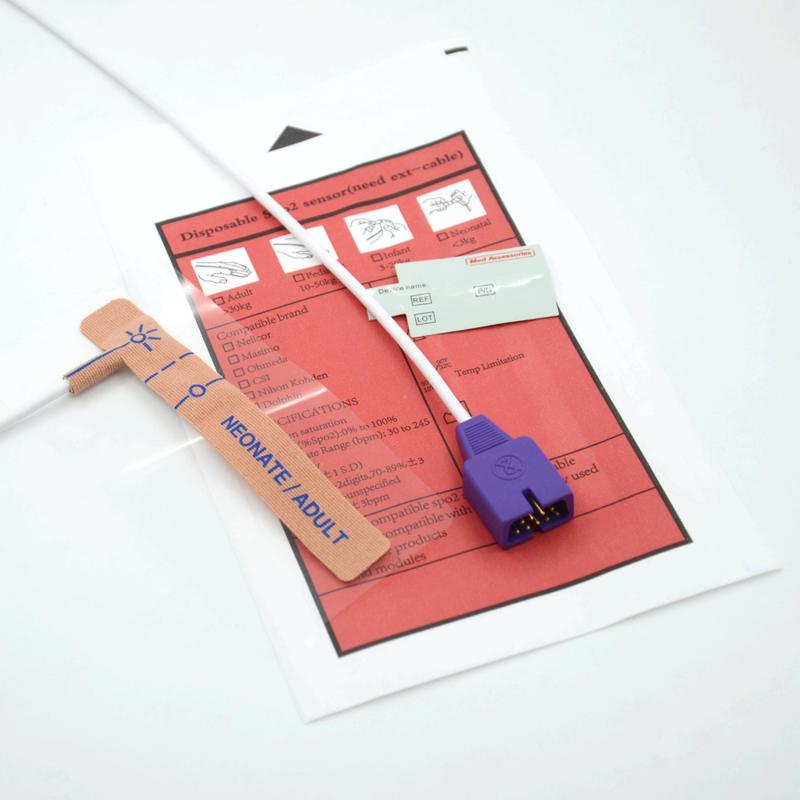 Akcesoria medyczne Dostawca Tkanina rozciągająca Kompatybilny z Nellcor 9pin Jednorazowy czujnik SpO2 dla noworodków/dorosłych