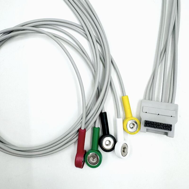 Wysokiej jakości Akcesoria medyczne Zapewnione RoHS Certyfikat diagnostyczny Silikon IEC Kolor 5-Ołowiu Grabber EKG EKG Kabel Kompatybilny BLT