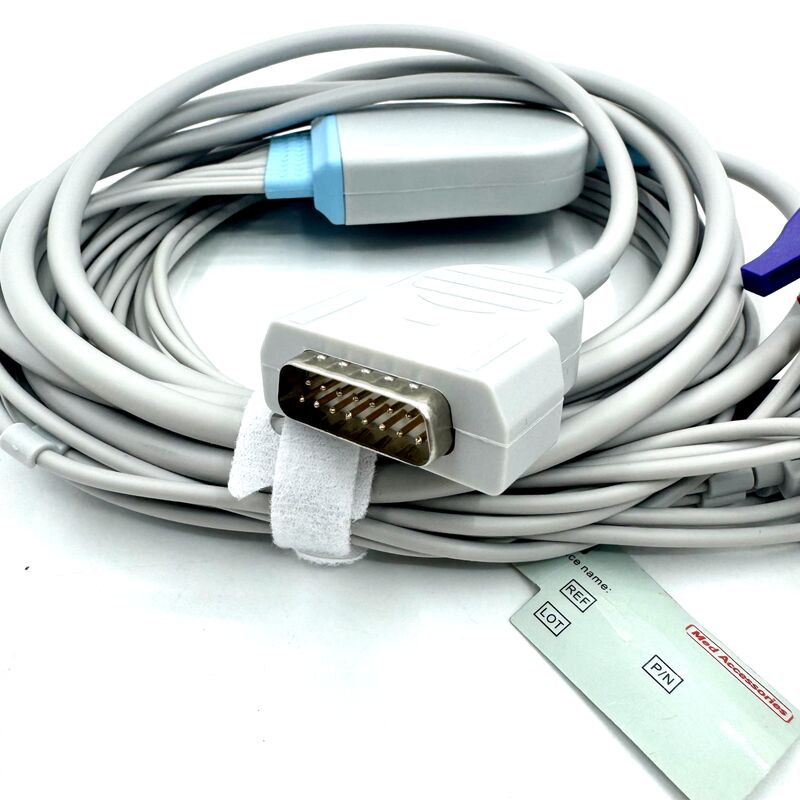 Akcesoria medyczne Kompatybilny 10 ołowiany kabel EKG z końcem chwytalnika Medyczna klasy TPU Lateks Materiały medyczne certyfikowane RoHS