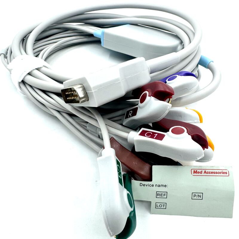 Akcesoria medyczne Kompatybilny 10 ołowiany kabel EKG z końcem chwytalnika Medyczna klasy TPU Lateks Materiały medyczne certyfikowane RoHS